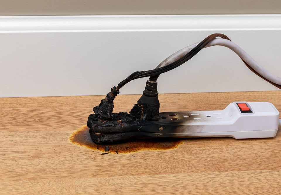 burnt power strip electrical safety nokomis and Port Charlotte